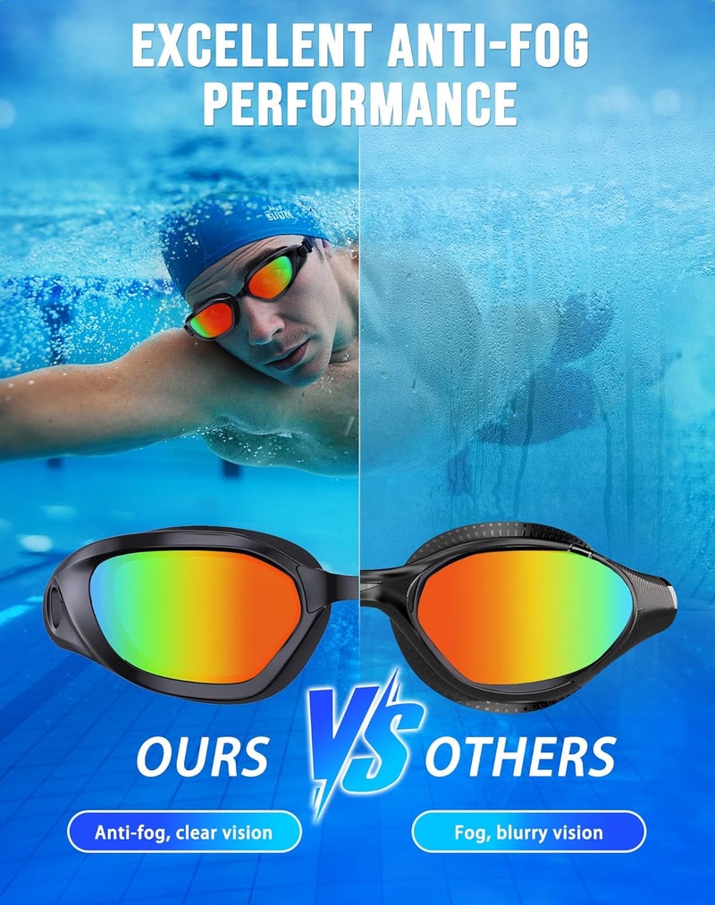 Vegemono Swim Goggles, Unisex Adult Swimming Goggles Anti Fog Anti UV No Leakage Wide View for Men Women Youth - Image 3